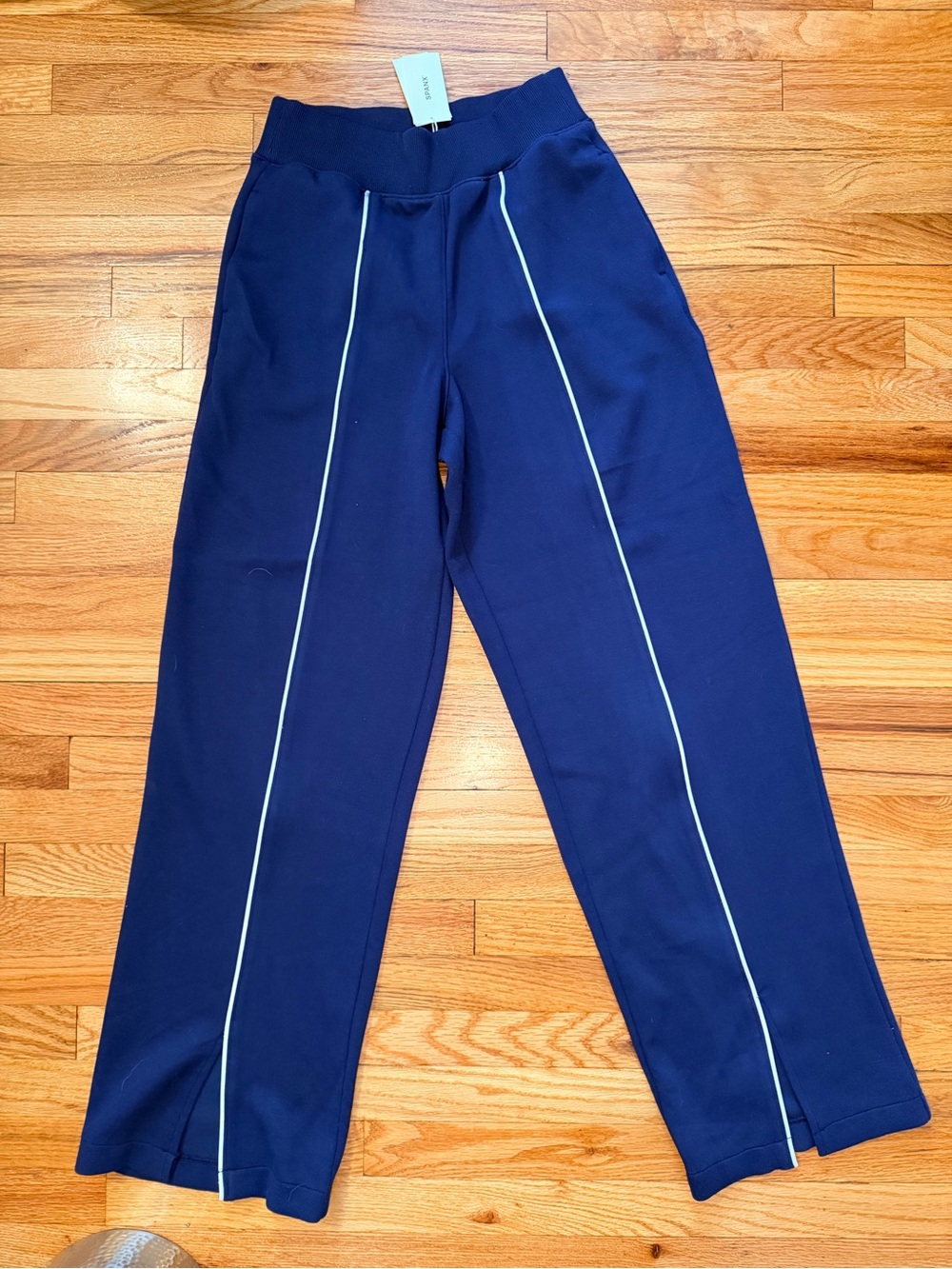 NWT Spanx AirEssentials Pique Straight Track Pants XS Navy
